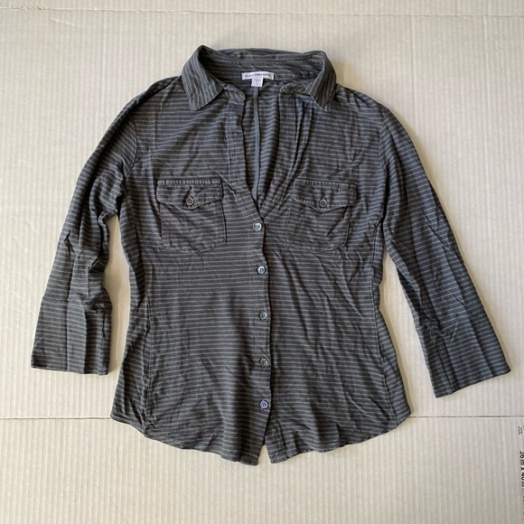 Standard James Perse blue and grey striped knit side panel shirt size 1 - Picture 2 of 14